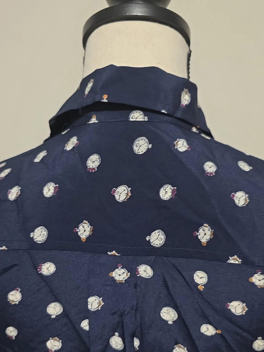 J Crew Ticktock Clock Silk Button Down Shirt Sz 00